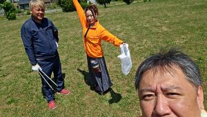 東光スポーツ公園の植樹経過観察とゴミ拾い
